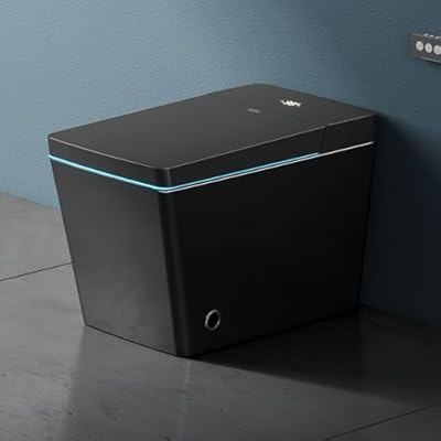 Black Modern Smart Toilet with Auto Open&Close Lid, One Piece Square Intelligent Tankless Toilet with Heated Bidet Seat, Warm Water, Warm Air Drying, Bidet Combo, HD Display and Remote control.