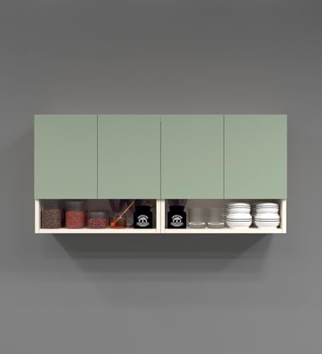 Image of SPECIALITY PANELS 4 Door Mirror Glossy Triple Layered UV Resistant Handless Cabinet Wall Mounted Storage Unit with Space Organizer Durable Cupboard for Kitchen Bathroom Living Room Utility Organizer