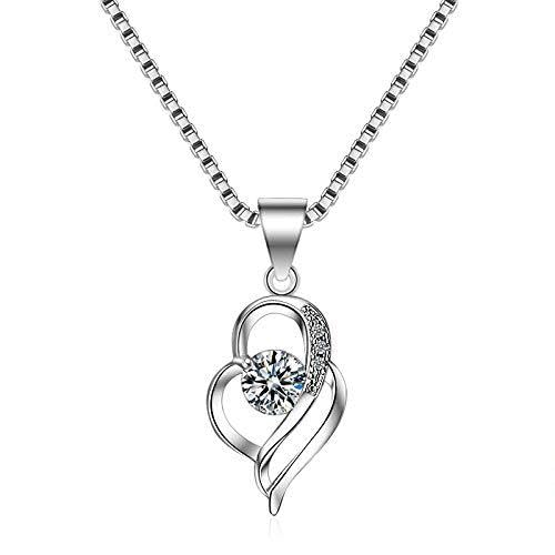 Pendentif cœur en cristal anti-ternissement, chaîne argent 925 fine