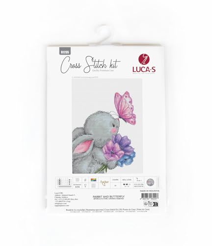 Luca-S Cross Stitch Kit, Rabbit and Butterfly, Embroidery Kit, B1235, Small - Image 3