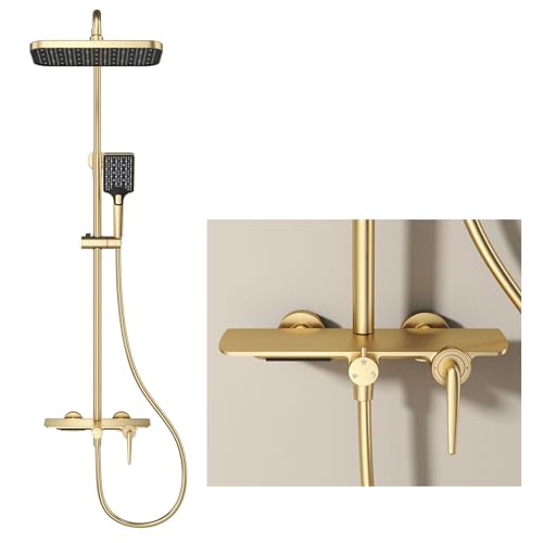 Système de douche en cuivre 59A avec grand ciel de pluie et mitigeur cascade HSS0529