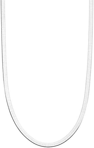 Miabella 925 Sterling Silver Italian Solid 3.5mm Flexible Flat Herringbone Chain Necklace for Women Men, Made in Italy