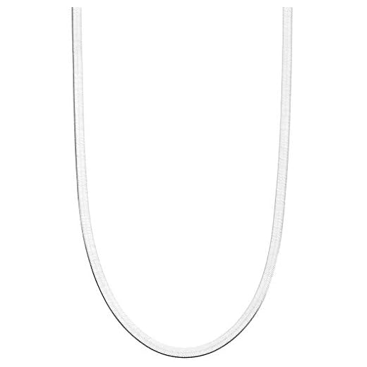 Miabella 925 Sterling Silver Italian Solid 3.5mm Flexible Flat Herringbone Chain Necklace for Women Men, Made in Italy (Length 16 Inches (X Small))