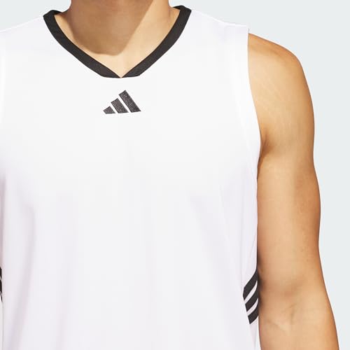 adidas Uomo Basketball Legends Tank, White/Black, L