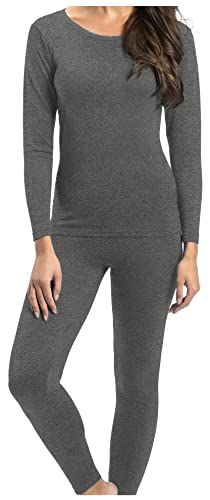 Rocky Thermal Underwear Women Long Johns Womens Thermals Top Bottom Set Fleece Lined Under Wear Clothes Base Layer Thermals, Large, Melange Grey