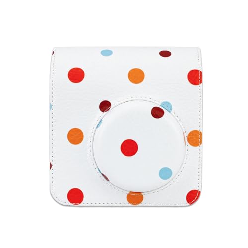 Frankmate Protective Case Compatible with Fujifilm Instax Mini SE/7+/7s/7c Camera PU Leather Camera Bag with Adjustable Shoulder Strap (Polka Dots)