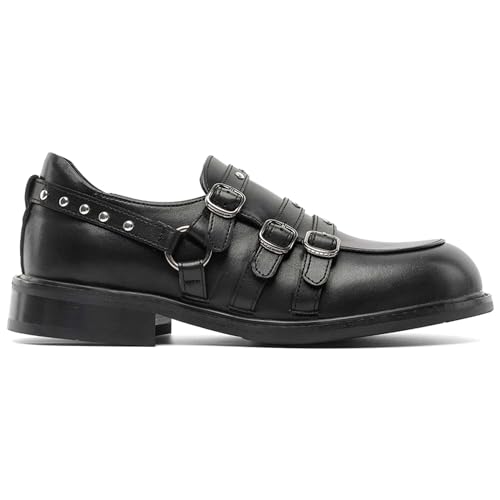 Loafers Men Women Casual Slip-On Leather Shoes Black Classic Buckle Design Fashion Urban Formal Business Office Driving Uniform Dress Shoes2