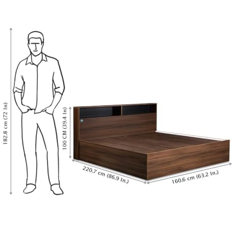 Image of DELITE KOM Urban Engineered Wood Queen Box Bed (Finish Color Acacia Dark Delivery Condition Knockdown)
