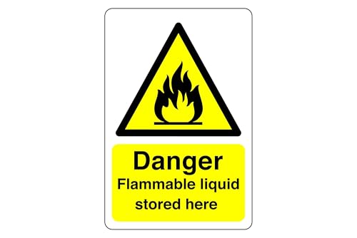 Safety First Display LTD Danger Flammable liquid sign - High tack self-adhesive sticker (150mm x 100mm) Viewing Distance within 3m.