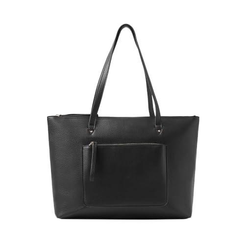 Accessorize London Black Rachel Zip Front Laptop Tote Bag Work Tote with Laptop Compartment Large Office Shoul