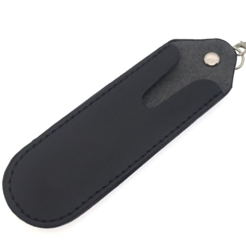 diyfixlcd 4 Pieces Black PU Leather Lanyard Case, MP3 Voice Recorder Protective Case, Straight Leather Case, Pen Holder ID Card Holder Protective Case Lanyard