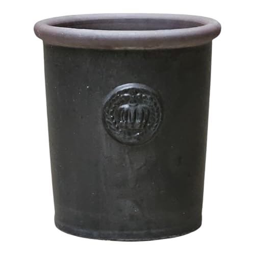 teramico Pot de Fleurs - Couronne - en grès émaillé - Blanc, Gris, Turquoise - 34 cm - 45 cm - Résistant au Gel et aux intempéries (Anthracite, 34cm x...