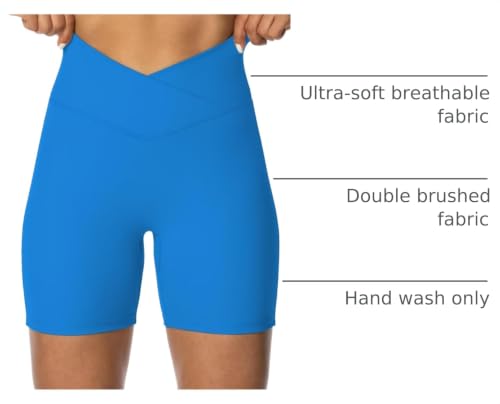 Image of Sunzel Crossover Biker Shorts for Women, No Front Seam V High Waist Yoga Workout Gym Shorts with Tummy Control | 4 Or 6-Inch Inseam, High Waisted, Tummy Control, Crossover Waist, Buttery Soft, No Front Seam, Squat Proof, Compression