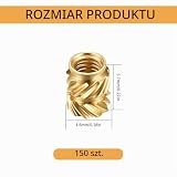 150 sztuk wkładów gwintowych, nakrętek wpięciowych M3x5,7x4,6, mosiężnych nakrętek żłobkowanych, wkładów gwintowych do drukarek 3D do części plastikowych.