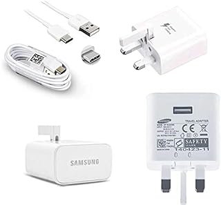 Samsung Galaxy A12 Charger, Genuine Samsung Galaxy Fast Adaptive UK Mains Wall Charger (EP-TA20UWE) With TYPE-C Cable (EP-DN930CWE) & Also Includes MOBACE® Braided Type C Cable for Samsung Galaxy A12