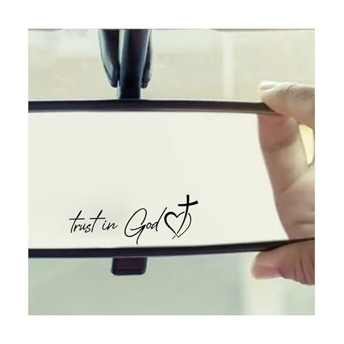 Image of JANES 3pcs Cross Trust in God Decal, Size 4x1.5'' UV DTF Transfer Car Mirror Decal, Heart Cross Rearview Mirror Decal, Car Mirror Decals, Car Decals for Women Men, Christian Car Decals for Trucks