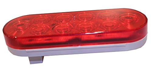 Optronics 6" Oval Grommet Mount 10 Super Diode Led Light, Red, Stop/Turn/Tail, Heavy Duty Water Proof #TOP3