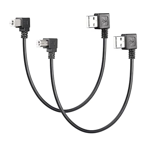 CERRXIAN 90 Degree USB A to B Cable Printer Cable, 1ft Left Angle USB 2.0 Type A Male to Right & Left Angle USB 2.0 Type B Male Scanner Cable(rl) Cover