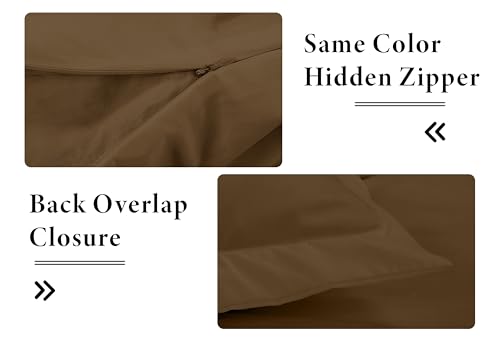 Image of ROYALE LINENS Chocolate Duvet Cover Full Size - 3 Piece Bedding Comforter Covers - Zipper Closure - 1 Full Duvet Cover 80x90 inches and 2 Pillow Shams - No Comforter Included