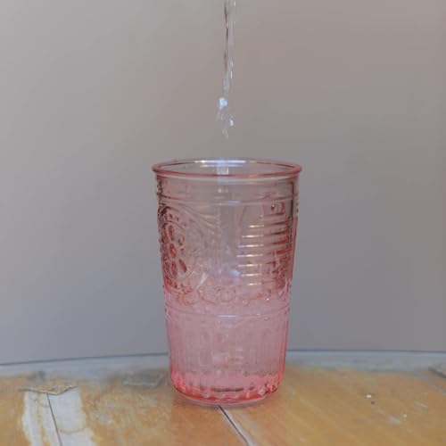 Bormioli Rocco Romantic Set Of 4 Tumbler Glasses, 11.5 Oz. Colored Crystal Glass, Cotton Candy Pink, Made In Italy.