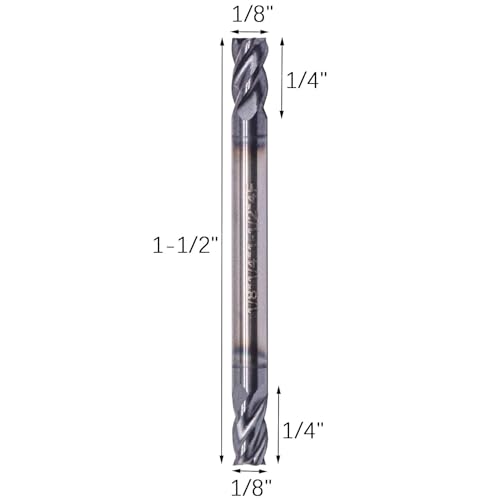 Image of 5Pcs 1 /8 inch 4 Flute Solid Carbide Square End Mill, Double End, AlTiN Coated | 35 Degree Helix, 1 /8 inch Cutting Diameter, 1 /8 inch Shank Diameter, 1 /4 inch Length of Cut, 1-1 /2 inch Overall Length