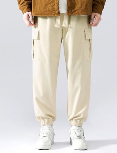 POHADON Men's Corduroy Joggers Pants Casual Trendy Cargo Pants Elastic Waist Drawstring Sweatpants with Pockets2