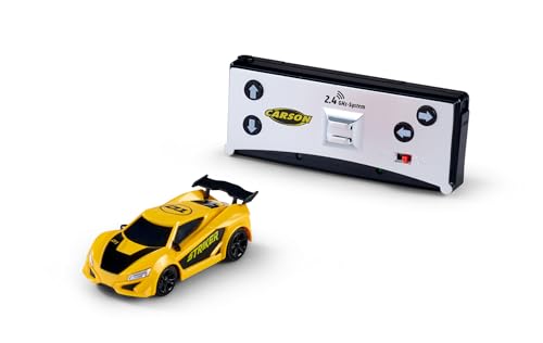 Carson 500404275 1:60 Nano Racer Striker 2.4GHz - Gelb, Fernsteuerbares Auto, RC-Fahrzeug für Kinder, Fahrzeit 20 Min, Reichweite 30m