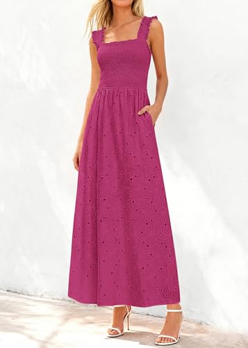 Image of KIRUNDO Summer Lace Dress for Women Eyelet Maxi Sundress