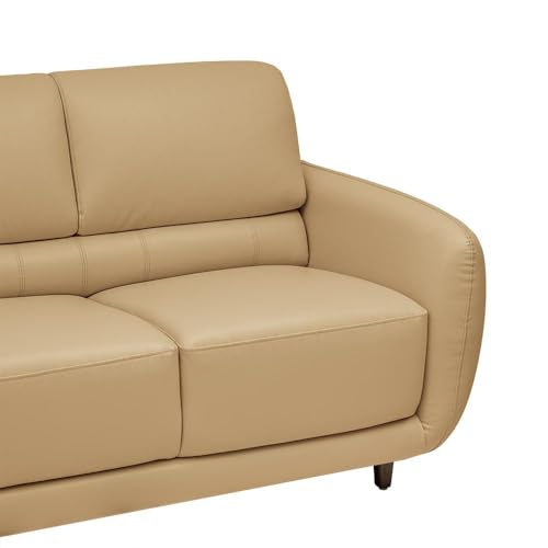 Image of Wakefit 3 Seater Sofa | 5 Year Warranty | Pine Wood Frame, Leatherette Upholstery, 190 x 78 x 70 cm, Ivory