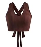 Trendy Girls Halter Neck Sleeveless Top | Stylish Lycra Crop Tank for Casual Wear Color Brown Size M