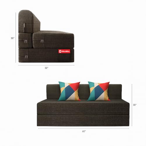 Image of CELLBELL Comfy Sofa Cum Bed 5x6.5 Feet | Foldable Dual Use Couch Bed with Soft Cushions, Washable Fabric Cover & Sturdy Frame | Space Saving Modern Design for Living Room, Bedroom & Guest Use (Grey)