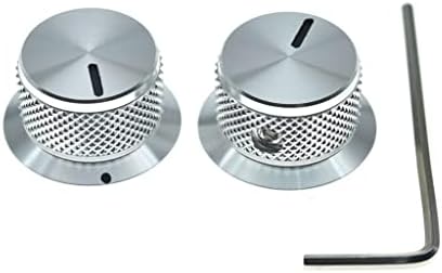 2-Pack Set Screw Style Aluminium Potentiometer Knobs 1/4" Universal Top Hat Knobs Bell Volume Tone Control Knobs for Guitar/Bass/AMPS/Preamps Silver