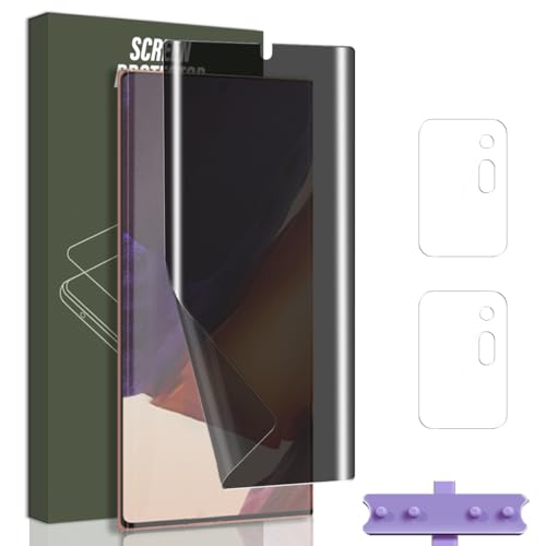 Jewloofa Protector Pantalla para Samsung Galaxy Note 20 Ultra, 1 Pieza TPU Privacidad película protectora y 2 Piezas Protector de Lente cámara, Anti-Espía Película Protectora para Galaxy Note 20 Ultra