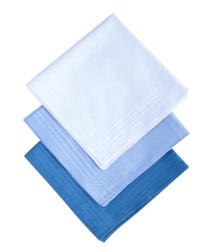 Image of 3-Pk Mens Cotton White Pocket Square with Color Border(10 Colors)