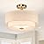 XiNBEi Lighting 16inch Semi Flush Mount Ceiling Light, 3-Light Brass Double Drum Light Fixture with Linen Shade Close to Ceiling Lamp for Bedroom Living Room Kitchen XB-SF1289-BS