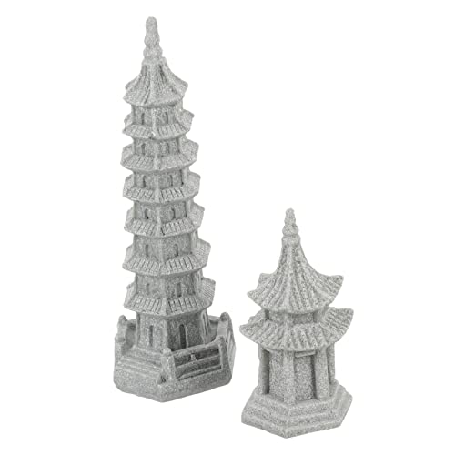 SUPVOX 2 Piezas Torre Wenchang Simulada Solar Exterior Pabellón Estatua Jardinería Adornos Caer Motorizado Plantas Kiosko Artificial Característica Decoración Suelo Hogar Arenisca
