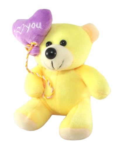 Image of Tickles I Love You Balloon Heart Teddy Stuffed Soft Plush Animal Toy for Love Girl, Birthday Gifts, Valentine's Day (Color: Yellow Size: 18 cm)