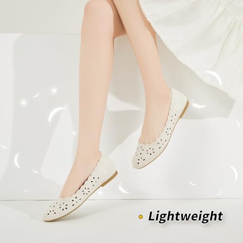 Image of BABUDOG Mesh Ballet Flats Shoes for Women,Womens Flats Dressy Comfortable,Women's Dress Shoes with Flower Eyelets,Slip on Casual Walking Flats