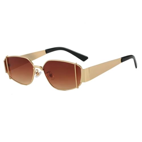 Lunettes de soleil de luxe en métal doré avec verres punk chic et protection UV400