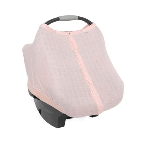 Little Unicorn Baby Car Seat Canopy | Soft &amp; Breathable Muslin Fabric | Magnetic Closure Cover &amp; Universal Fit | for Protection &amp; Privacy | Nursing Cover (Light Pink)
