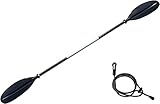 Gresonic Doppelpaddel Aluminium 222cm Kajak Paddel mit Paddle Leash (222 cm, Schwarz)