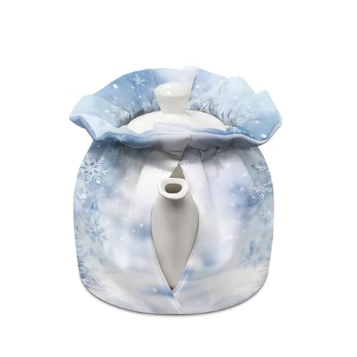 Image of Snowman Rabbit Print Teapot Cozy Breakfast Warmer Soft Fabric Dustproof Tea Pot Cozies Easy to Clean and Portable Christmas Decoration for Home, Blue