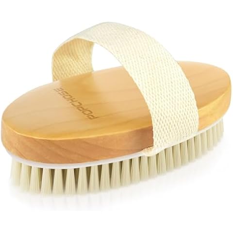 POPCHOSE Dry Brushing Body Brush, Dry Brush for Body, Natural Bristle Dry Skin Exfoliating Brush Body Scrub for Flawless Skin, Cellulite Reduction, Lymphatic Drainage and Blood Circulation Improvement Cover