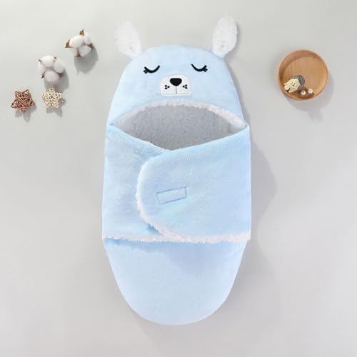 Image of Swaddles for Newborns,Personalized Baby Sleep Sack,Infant Cute Plush Receiving Blanket 0-6 Months for Girl Boy (Blue Dog)