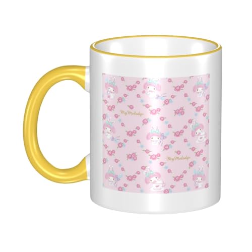 マイメロディ マグカップ 保温・保冷 電子レンジ対応 コーヒーカップ 陶器 セラミック 耐高温 軽量 個性人気 誕生日プレゼント大容量 Yellow