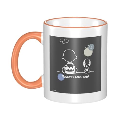 スヌーピー マグカップ 保温・保冷 電子レンジ対応 コーヒーカップ 陶器 セラミック 耐高温 軽量 個性人気 誕生日プレゼント大容量 Orange