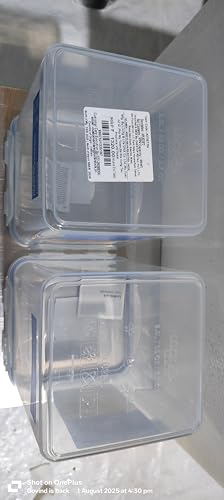 Image of LocknLock Classic Tall Square Plastic Airtight Food Storage Container with Leak Proof Lid, 2.6 Liter, Transparent, Set of 2 (HPL822B x 2)