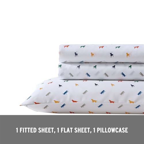 Image of Eddie Bauer Kids - Full Sheet Set, Ultra-Soft Microfiber Bedding with Fully Elastic Fitted Sheet, Kids Bed Set with Pillowcases, Easy Care Bedding (Buddy the Dog)