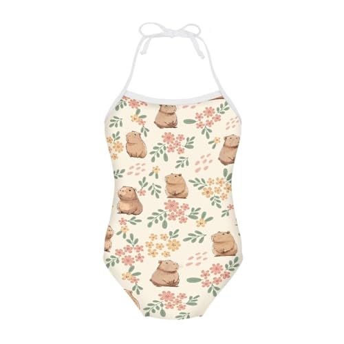 Image of Girls One Piece Swimsuit Summer Quick Dry Beach Sport Bathing Suit Halter Strap 1-10 Little Kids Toddler Swimwear