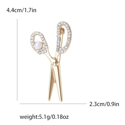 Image of Scissors Brooch Pins for Women, Barber Hairdresser Scissors Brooch Pin, Cute Scissor Brooch Lapel Pin, Bohemian Pearl Scissors Brooches Pins for Women Hat Bag Suit Dress Accessories